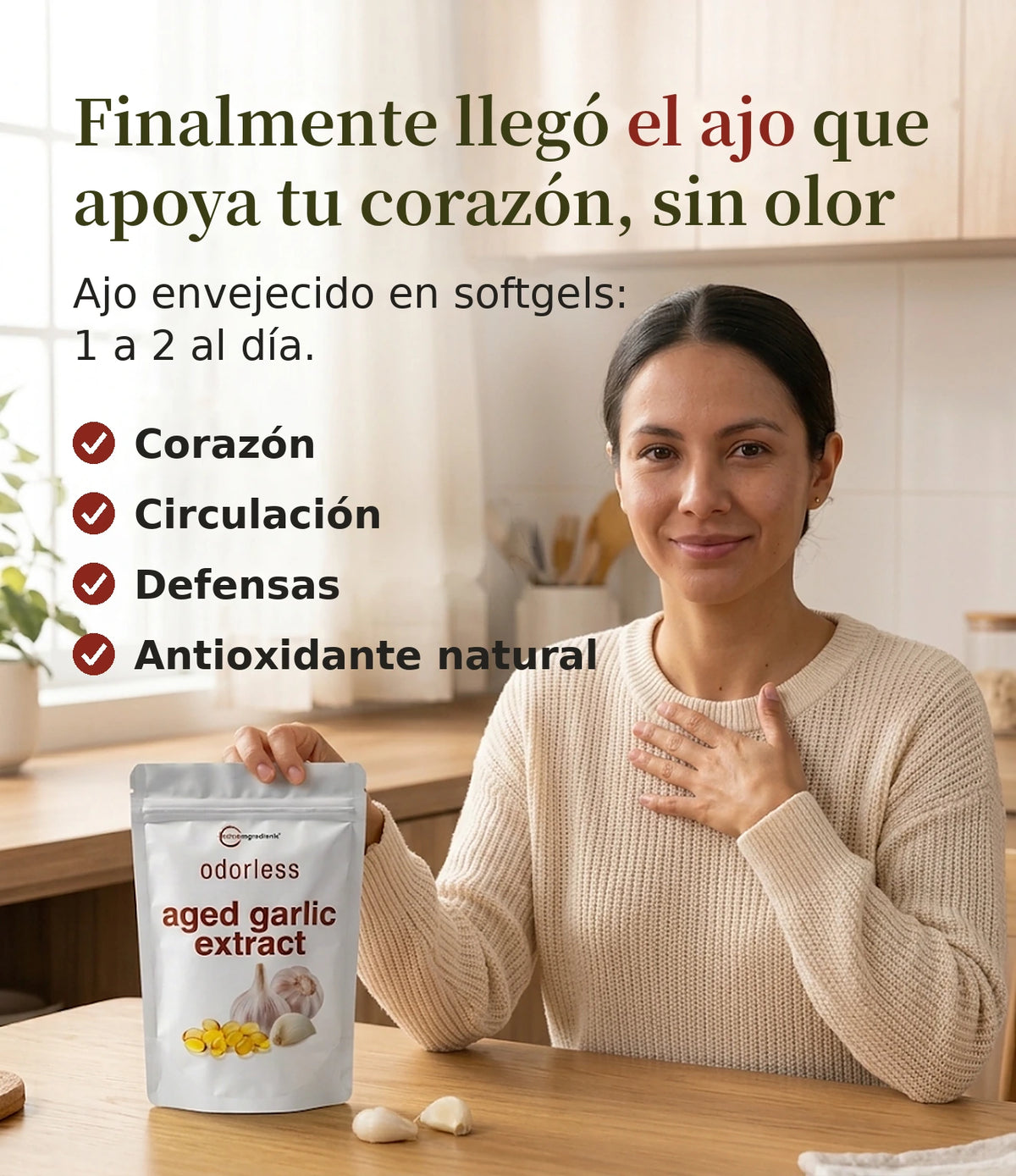 Ajo envejecido sin olor