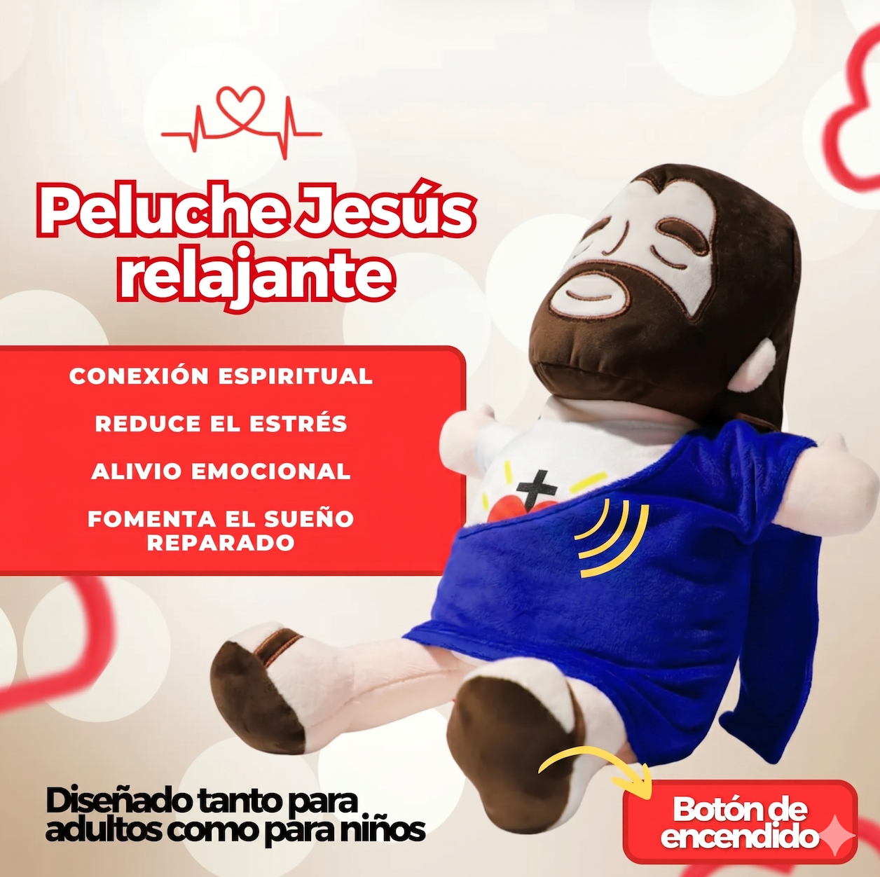 Peluche Jesus: Calma Ansiedad, Relaja y Arroja Sueños Dulces🥰❤️