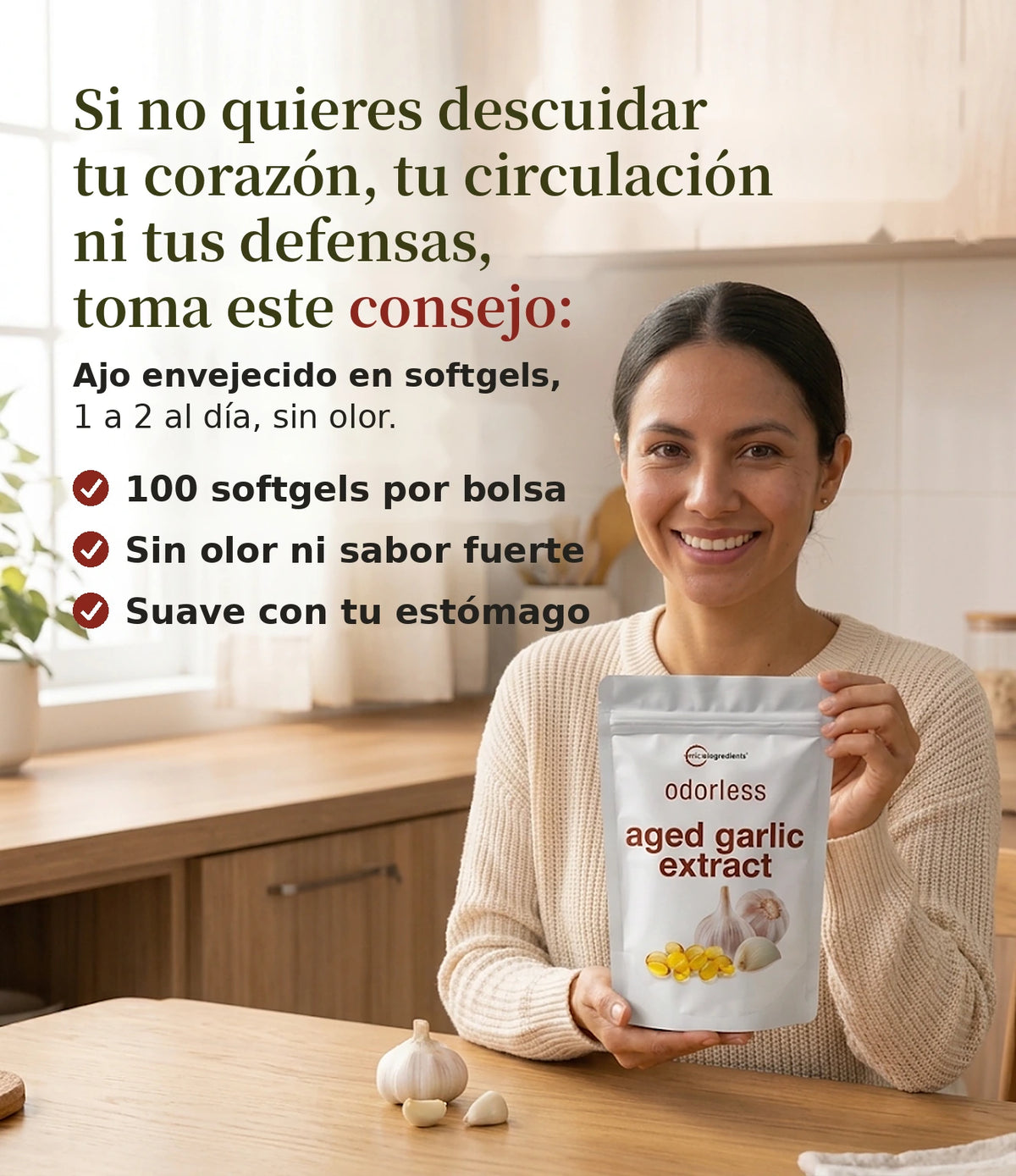 Ajo envejecido sin olor
