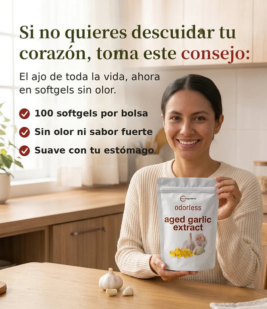 Ajo envejecido sin olor, bolsa de 100 softgels